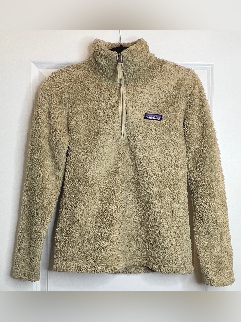 Patagonia Los Gatos High Pile Sherpa Fleece Quarter Zip Pullover Khaki XS